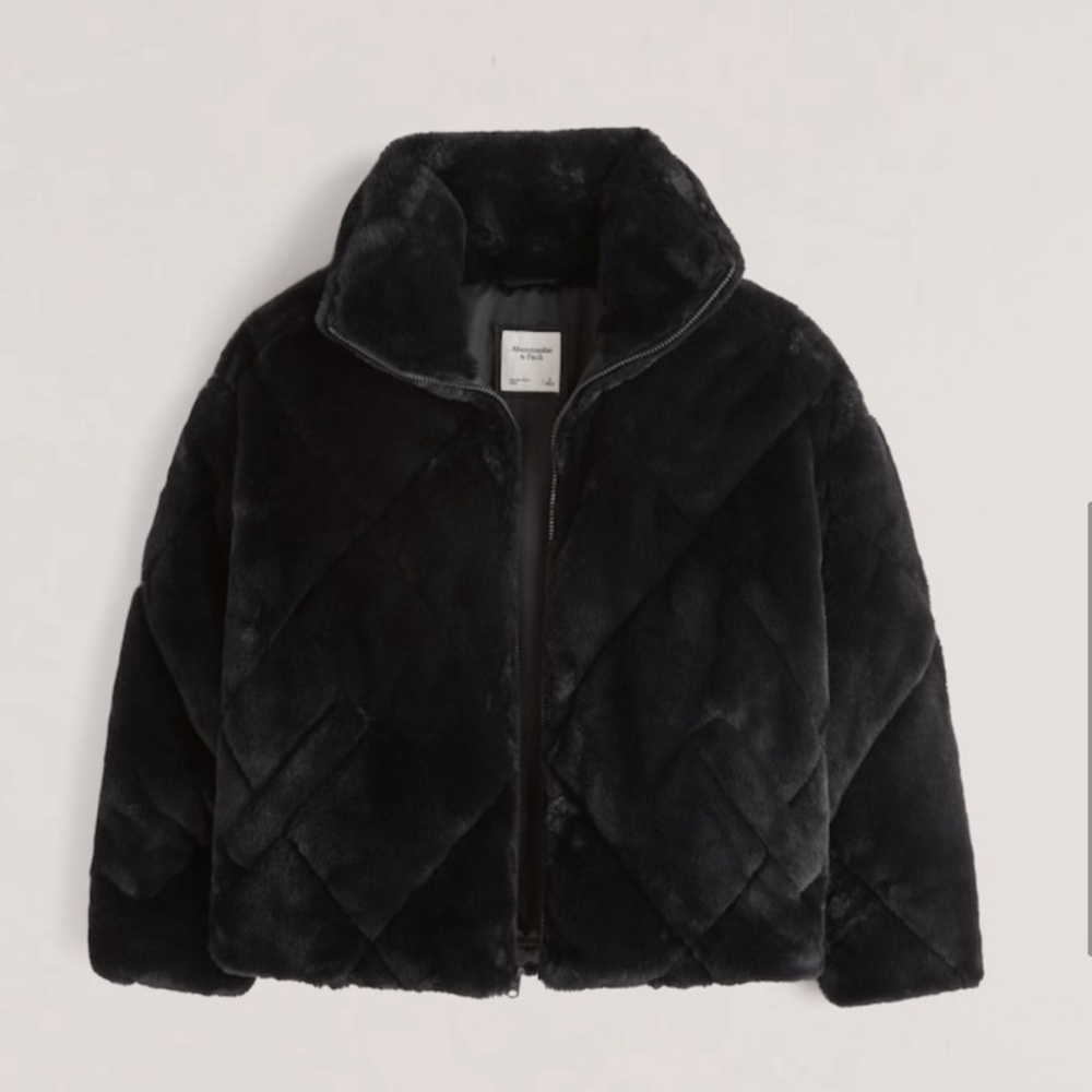 Abercrombie Black Fur Puffer jacket